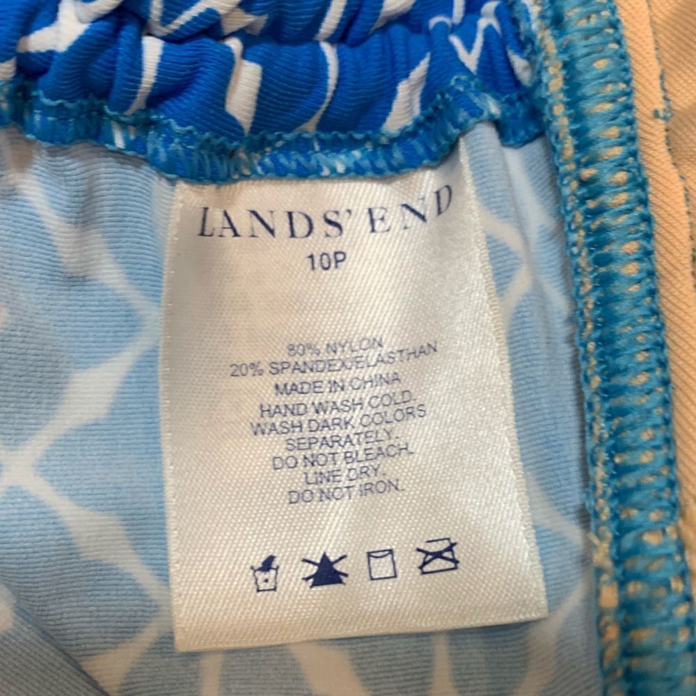 Lands end tankini blue white swim top w/Sinch tie sides & removable straps - Picture 5 of 6